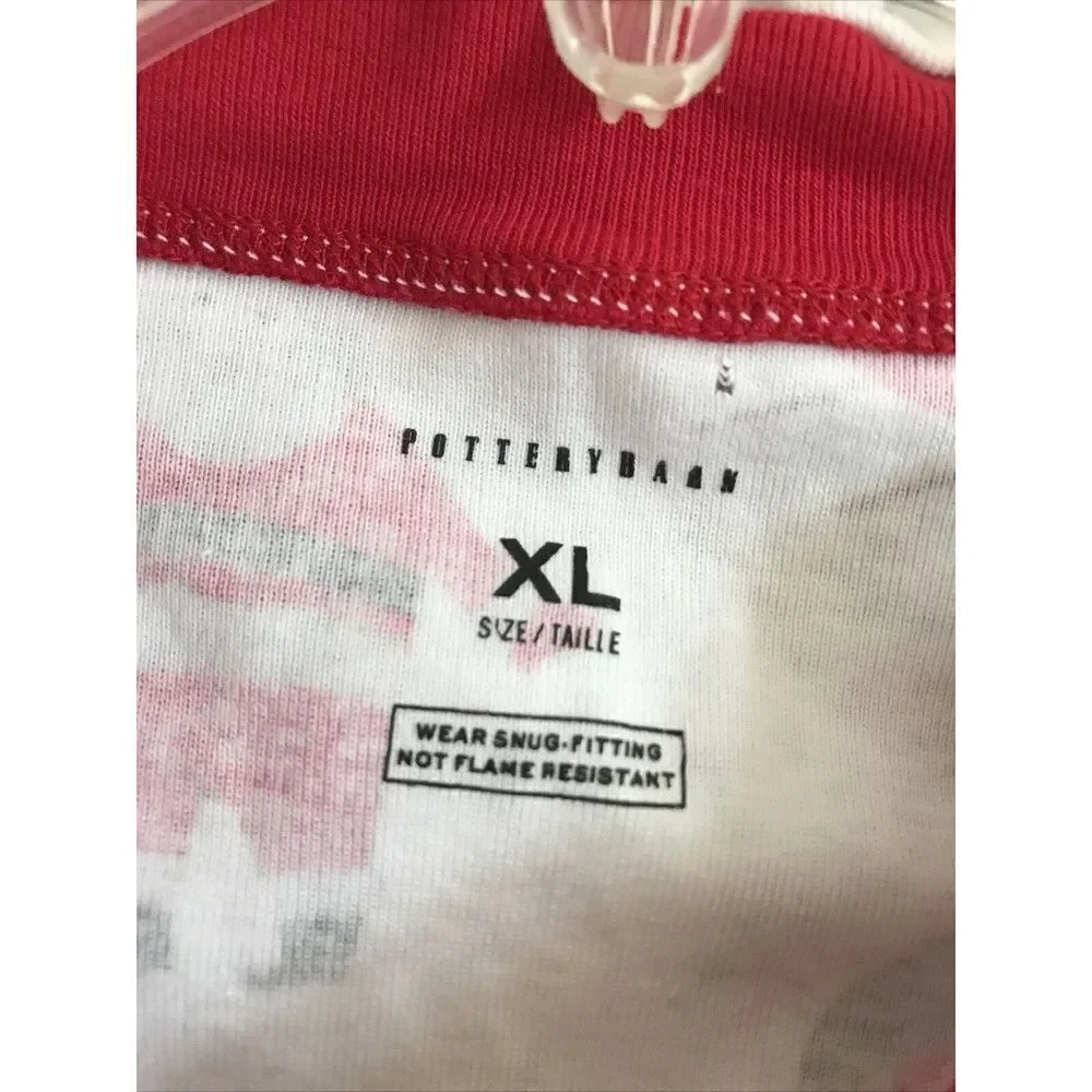 Pottery Barn Kids Heritage Santa Pajama Top Only Long Sleeve Organic cotton XL